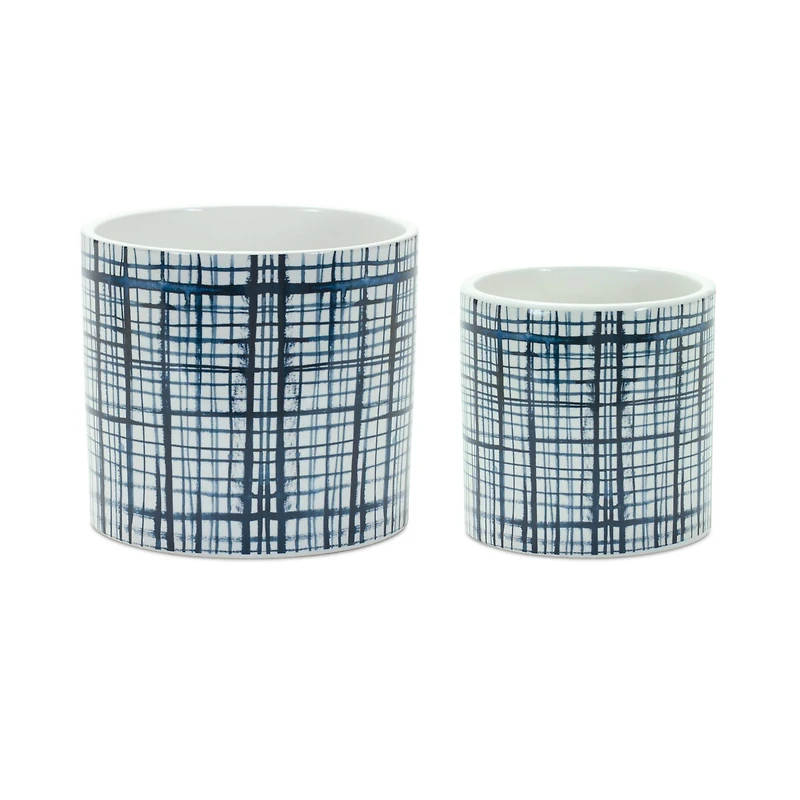 Decorative Criss-Cross Pattern Pot Set