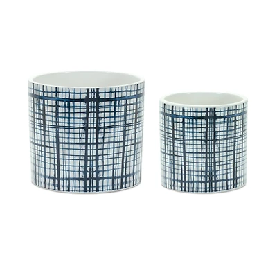 Decorative Criss-Cross Pattern Pot Set