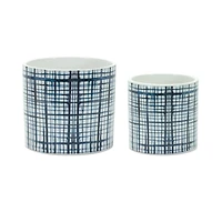 Decorative Criss-Cross Pattern Pot Set