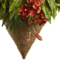 3ft. Mixed Tropical Greenery & Orchid Hanging Basket