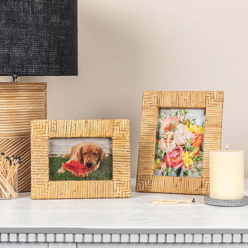 Hello Honey® Natural Handwoven Rattan Photo Frame