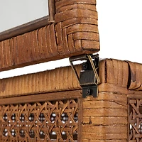 Hello Honey® Dark Brown Modern Decorative Square Woven Rattan & Wood Display Box Set with Glass Top