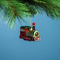 6ct. 3" Glittered Glass Train Ornaments