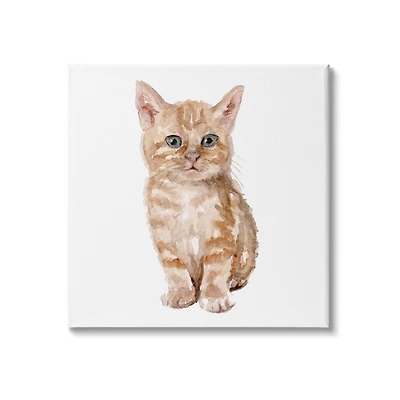Stupell Industries Tabby Cat Kitten Watercolor Portrait Nursery Animal Canvas Wall Art
