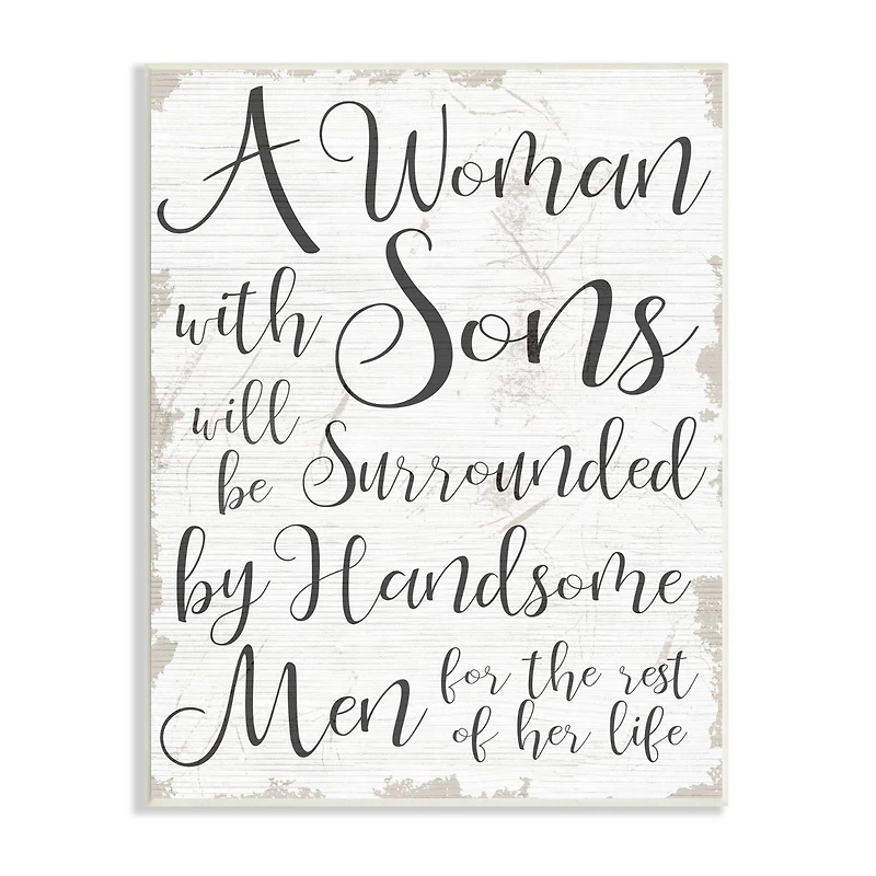 Stupell Industries Handsome Sons Home Family Inspirational Word Textured Design Wood Wall Plaque