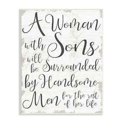 Stupell Industries Handsome Sons Home Family Inspirational Word Textured Design Wood Wall Plaque