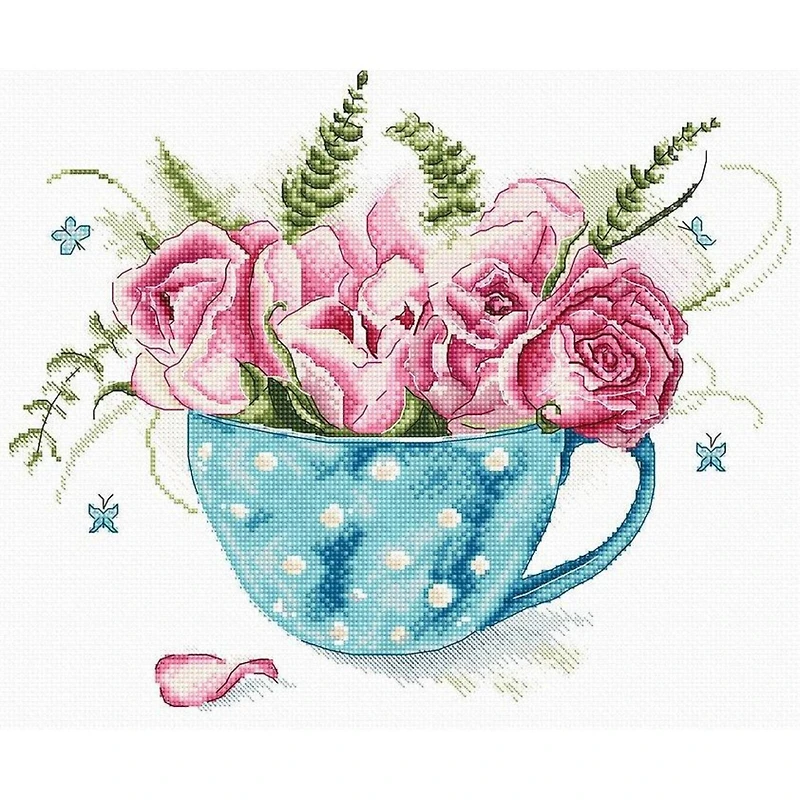 Letistitch A Cup Of Roses Counted Cross Stitch Kit