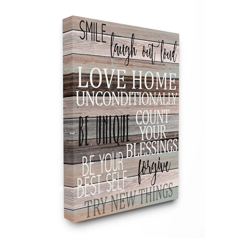 Stupell Industries Inspirational Be You Phrases on Wood Grain Brown Black Text Canvas Wall Art