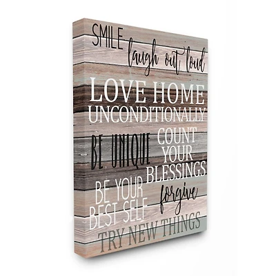 Stupell Industries Inspirational Be You Phrases on Wood Grain Brown Black Text Canvas Wall Art