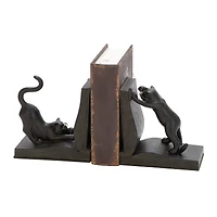 Black Polystone Eclectic Cat Bookends Set