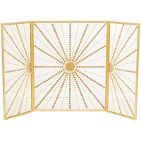 The Novogratz Gold Metal Foldable 3-Panel Starburst Fireplace Screen with Bead Inspired Rays