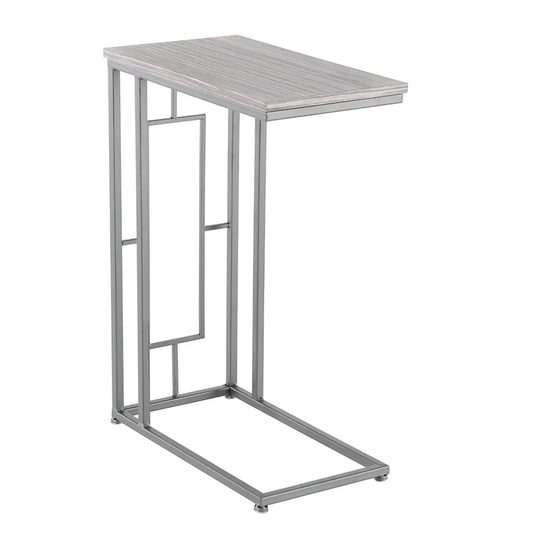 2ft. Gray Iron and Wood Contemporary Accent Table