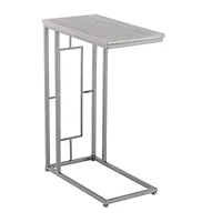 2ft. Gray Iron and Wood Contemporary Accent Table