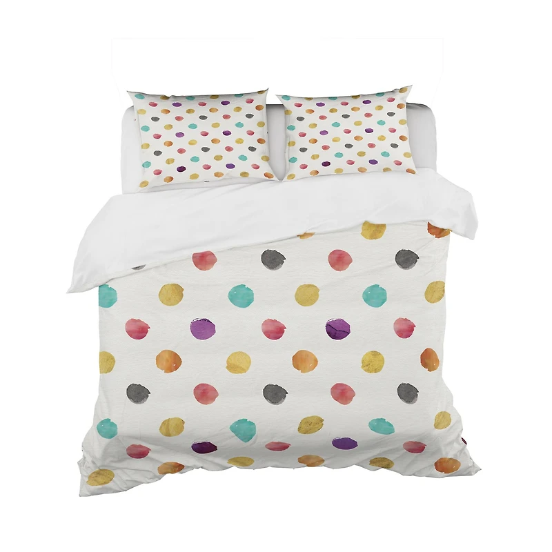 Designart 'Orange Blue and Purple Polka Dot Pattern' Geometric Bedding Set