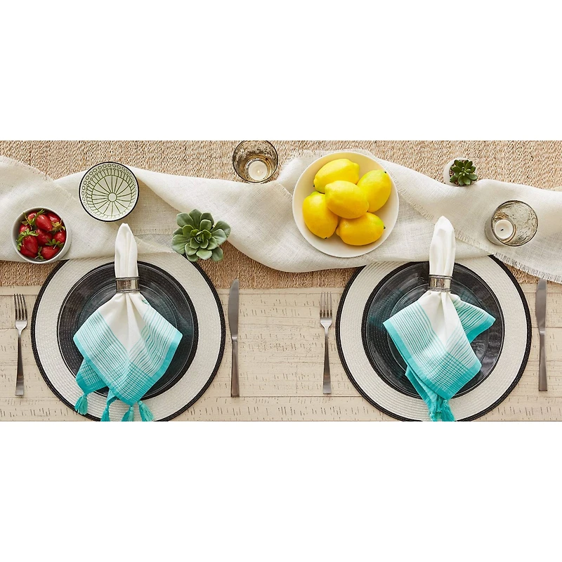 DII® Antique Striped Turquoise Tassel Napkins, 6ct.