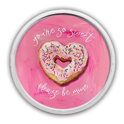 Sweet Heart Donut Round White Framed Print