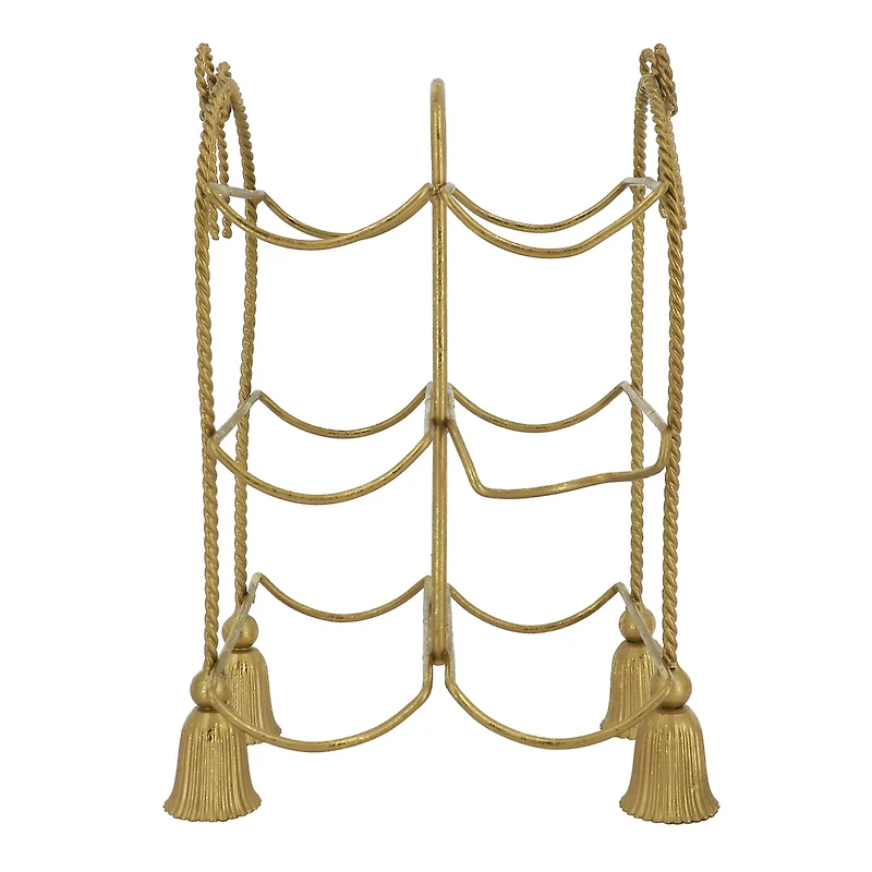 13" Gold Bow & Tassel Tabletop Metal Bottle Holder by Ashland®