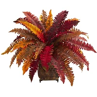 18" Autumn Boston Fern in Metal Planter