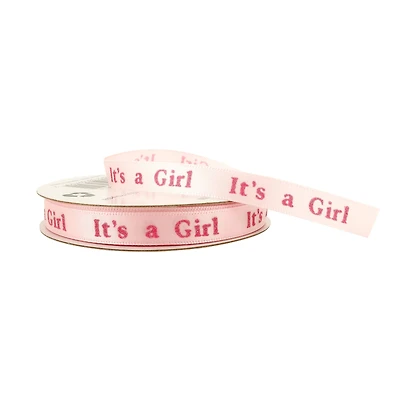 12 Pack: 3/8" x 7yd. Satin It's a Girl Ribbon by Celebrate It®