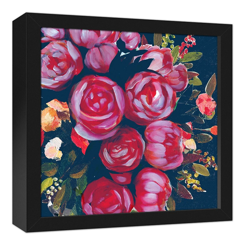 Funky Bold Flowers 12" x 12" Black Framed Canvas