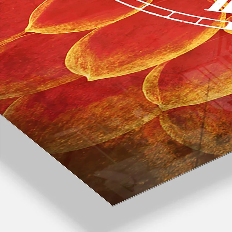 Designart Abstract Orange Flower Design Multipanel Wall Clock