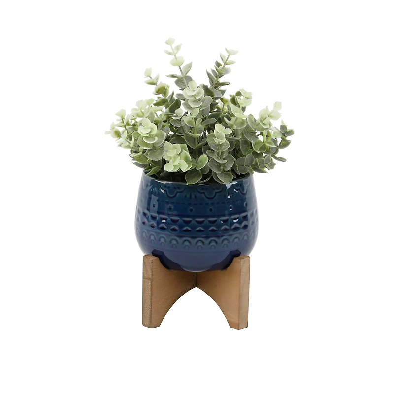Flora Bunda® 5" Eucalyptus In Navy Mayan On Stand