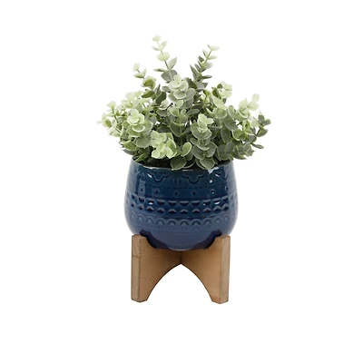 Flora Bunda® 5" Eucalyptus In Navy Mayan On Stand