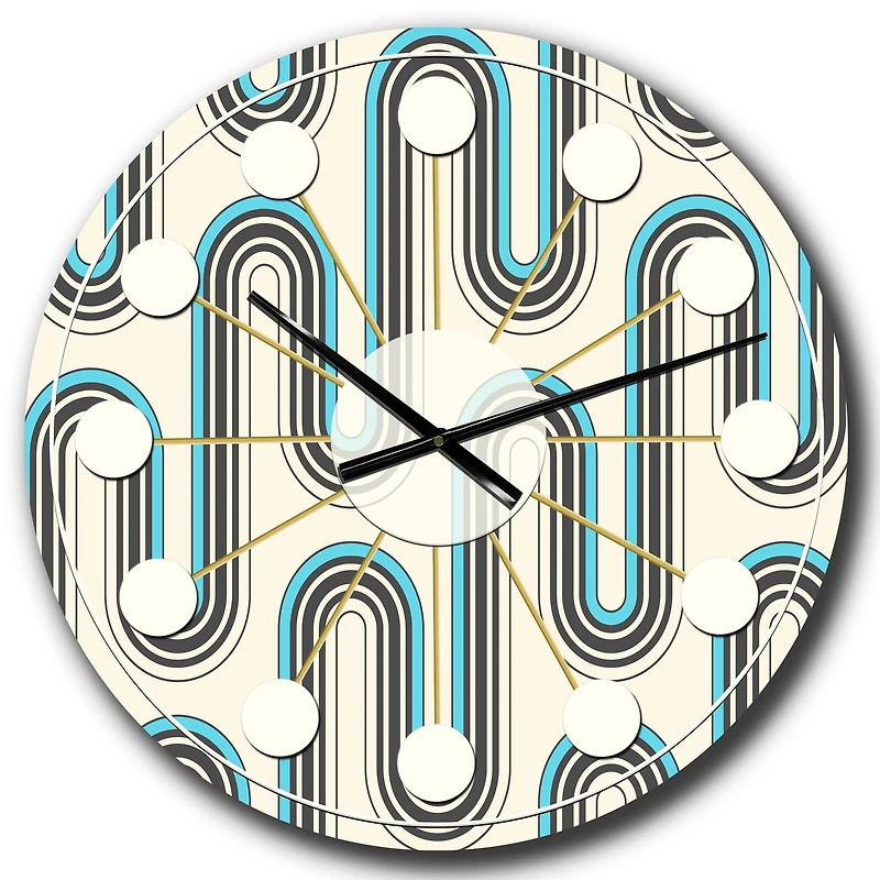 Designart 'Retro Geometrical Abstract Minimal Pattern Iv Mid-Century Modern Wall Clock