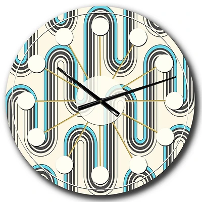 Designart 'Retro Geometrical Abstract Minimal Pattern Iv Mid-Century Modern Wall Clock