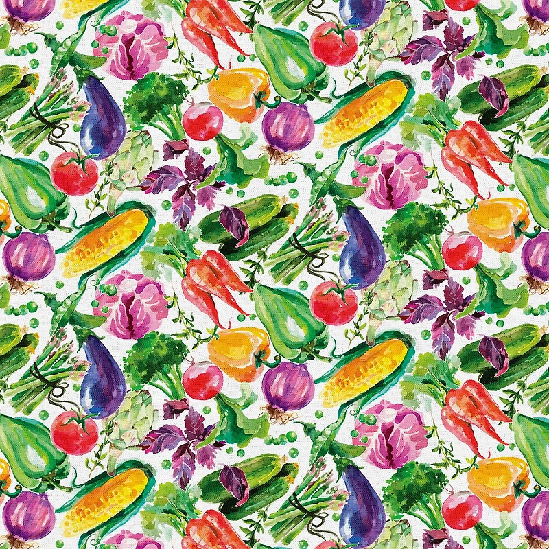 Fabric Editions White Veggie Garden Cotton Fabric