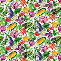 Fabric Editions White Veggie Garden Cotton Fabric
