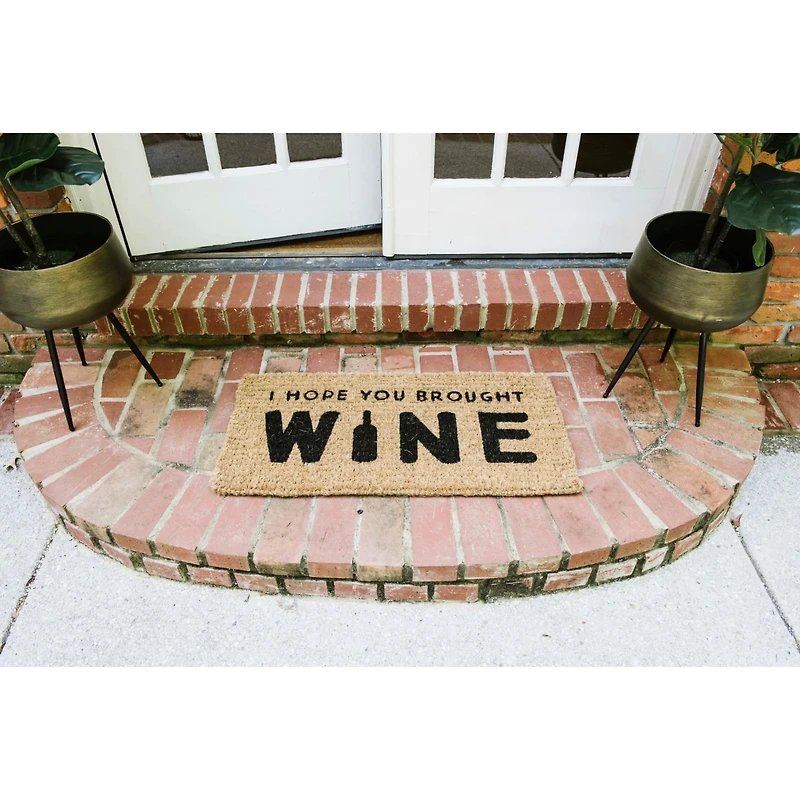 I Hope You Brought Wine Rectangle Natural Coir Doormat