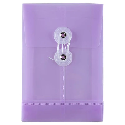 JAM Paper 4.25" x 6.25" Lilac Plastic Button & String Tie Closure Open End Envelopes, 12ct.