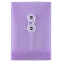 JAM Paper 4.25" x 6.25" Lilac Plastic Button & String Tie Closure Open End Envelopes, 12ct.