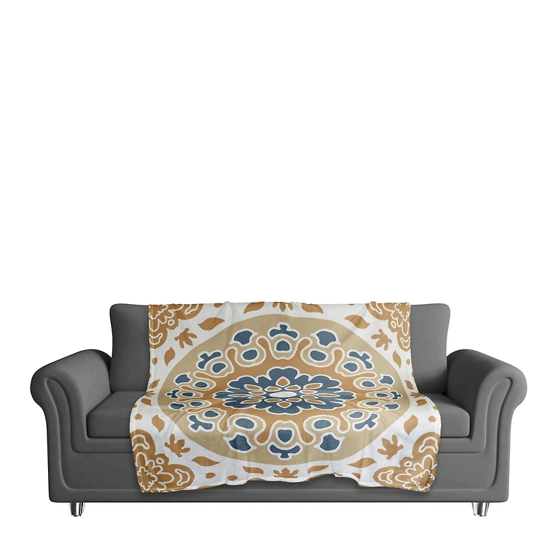 Blue & Yellow Mandala Coral Fleece Blanket