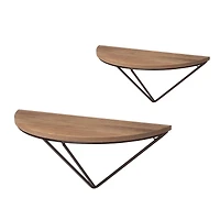 Glitzhome® Farmhouse Metal & Wooden Triangle Floating Shelf Set