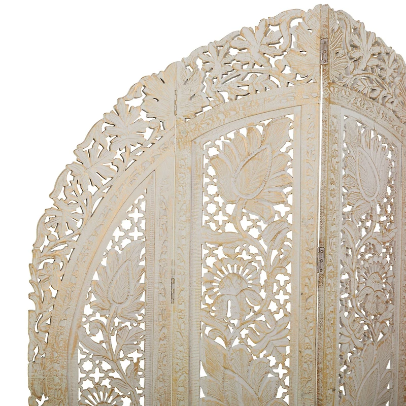 White Mango Wood Eclectic Room Divider Screen, 72 " x 60 " x 2 "