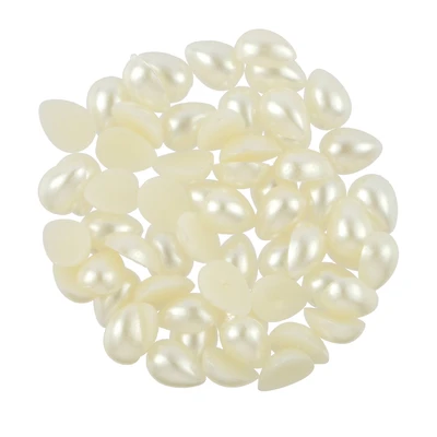 6mm x 8mm Ivory Plastic Flatback Pearl Teardrops, 300ct. by Bead Landing™