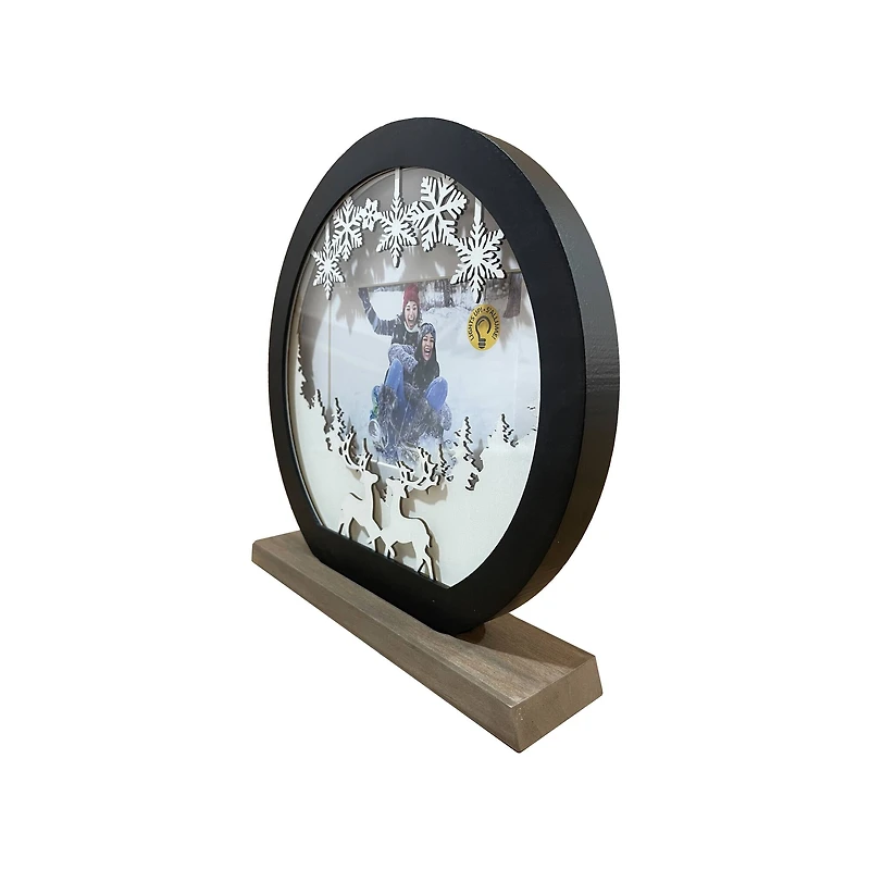 4" x 6" White & Black Snow Globe Light-Up Tabletop Frame by Studio Décor®