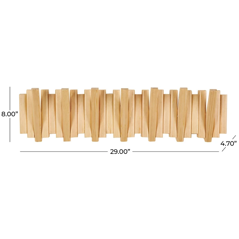 Brown Wooden Stick 7 Hanger Wall Hook