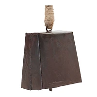 8.5" Bronze Metal Bell Ornament with Jute Rope Hanger, 4ct.