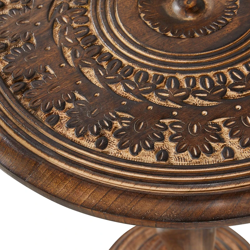 22" Brown Traditional Mango Wood Accent Table