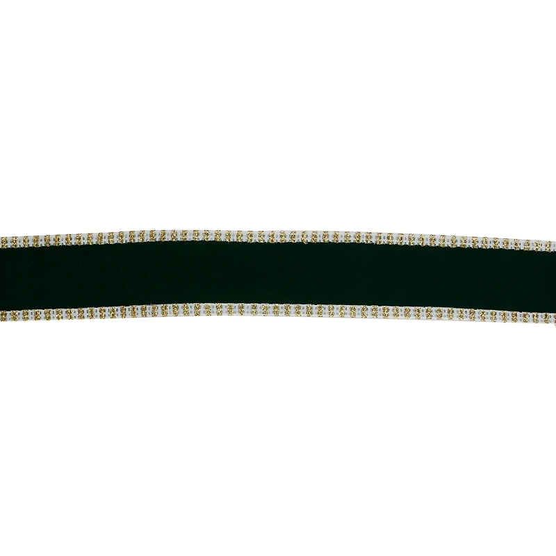 1.5" x 25ft. Green with Gold Edge Wired Ribbon by Celebrate It®