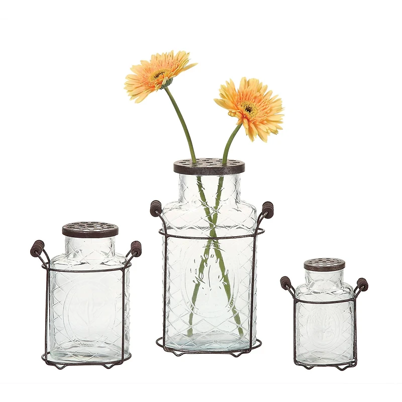 Hello Honey® Glass Vase in Metal Stand with Metal Frog Lid