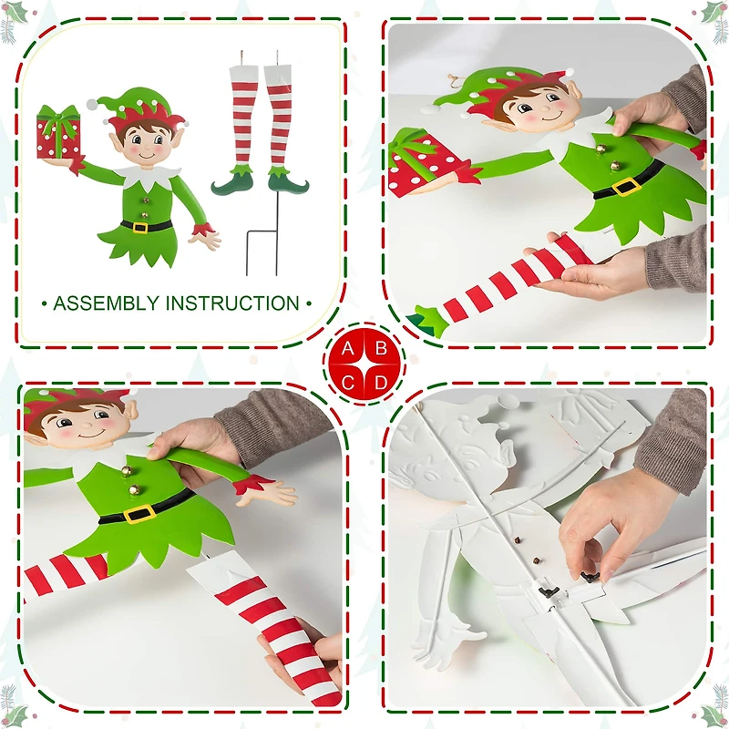 Glitzhome® 3ft. Metal Dancing Elf Yard Stake Set