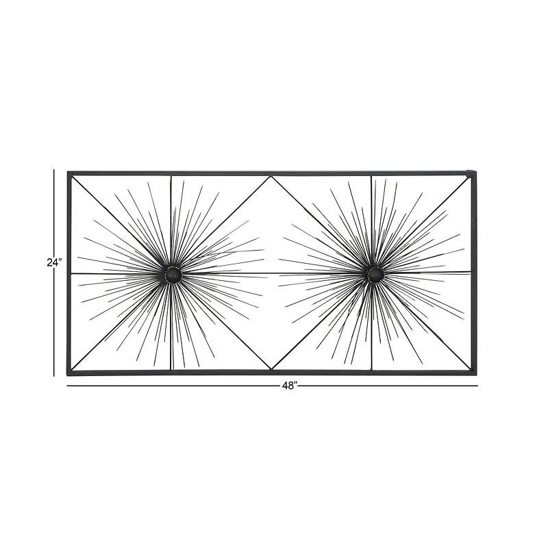 Black Starburst Twins Metal Wall Art