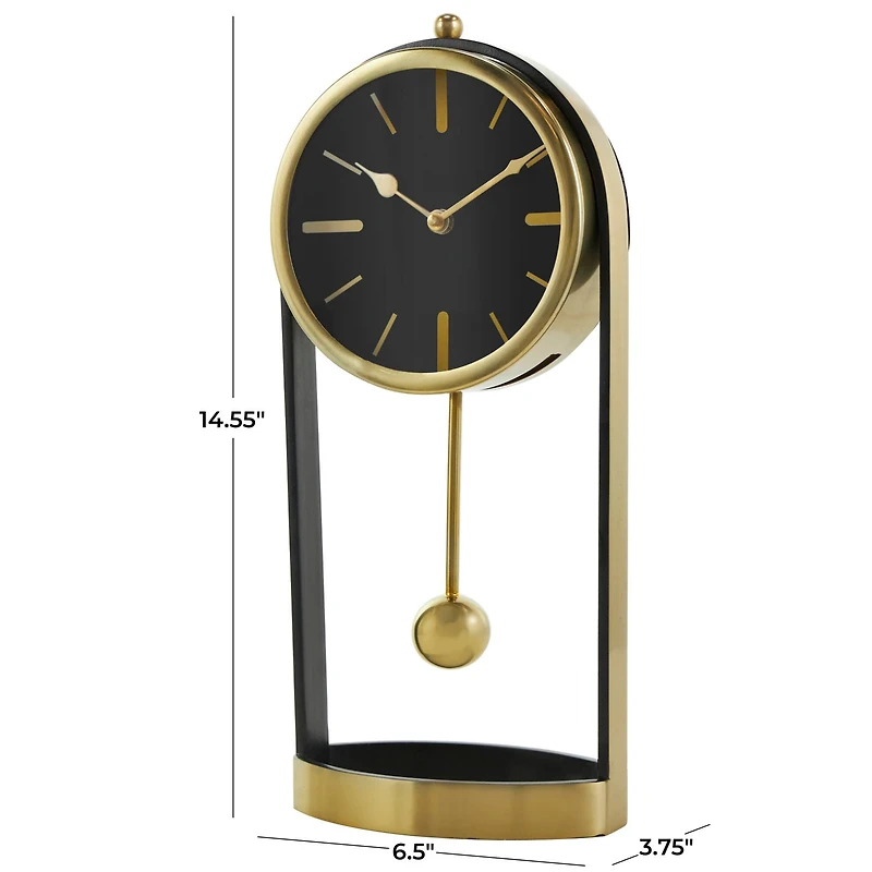 15" Gold Aluminum Tall Clock with Swinging Ball Pendulum