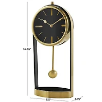 15" Gold Aluminum Tall Clock with Swinging Ball Pendulum