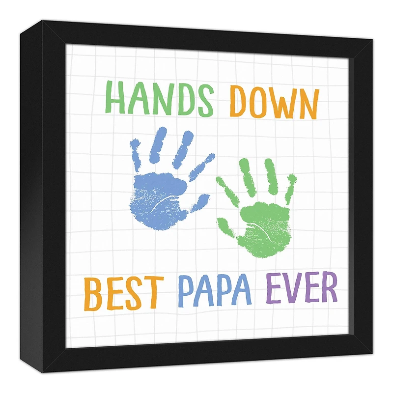 Hands Down Best Papa Black Framed Canvas