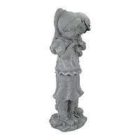 19.5" Gray Boy Hugging Girl Outdoor Garden Statue